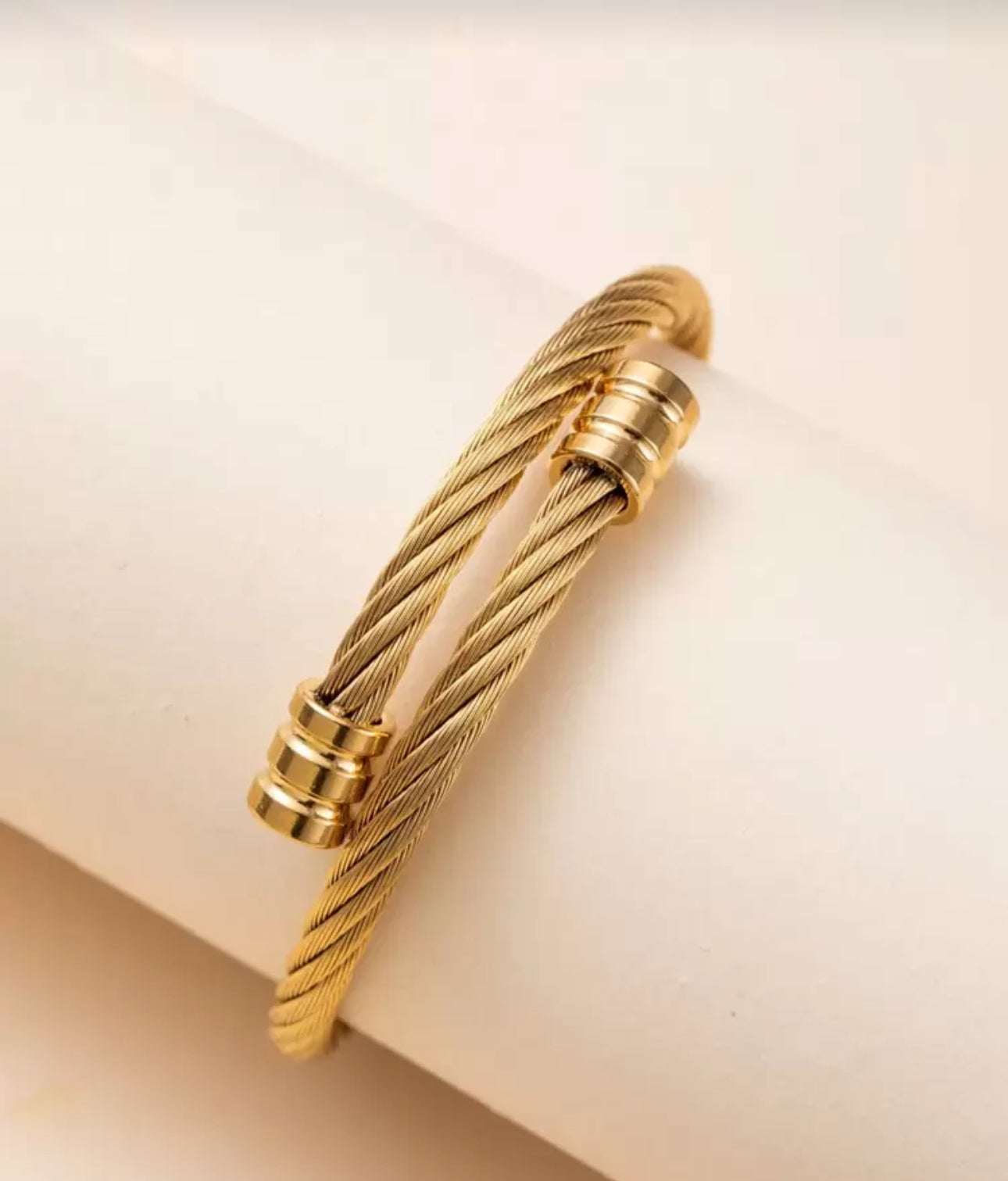 18K Vergoldetes Edelstahl Herren-Armband - Spiralförmiges Verdrehtes Design