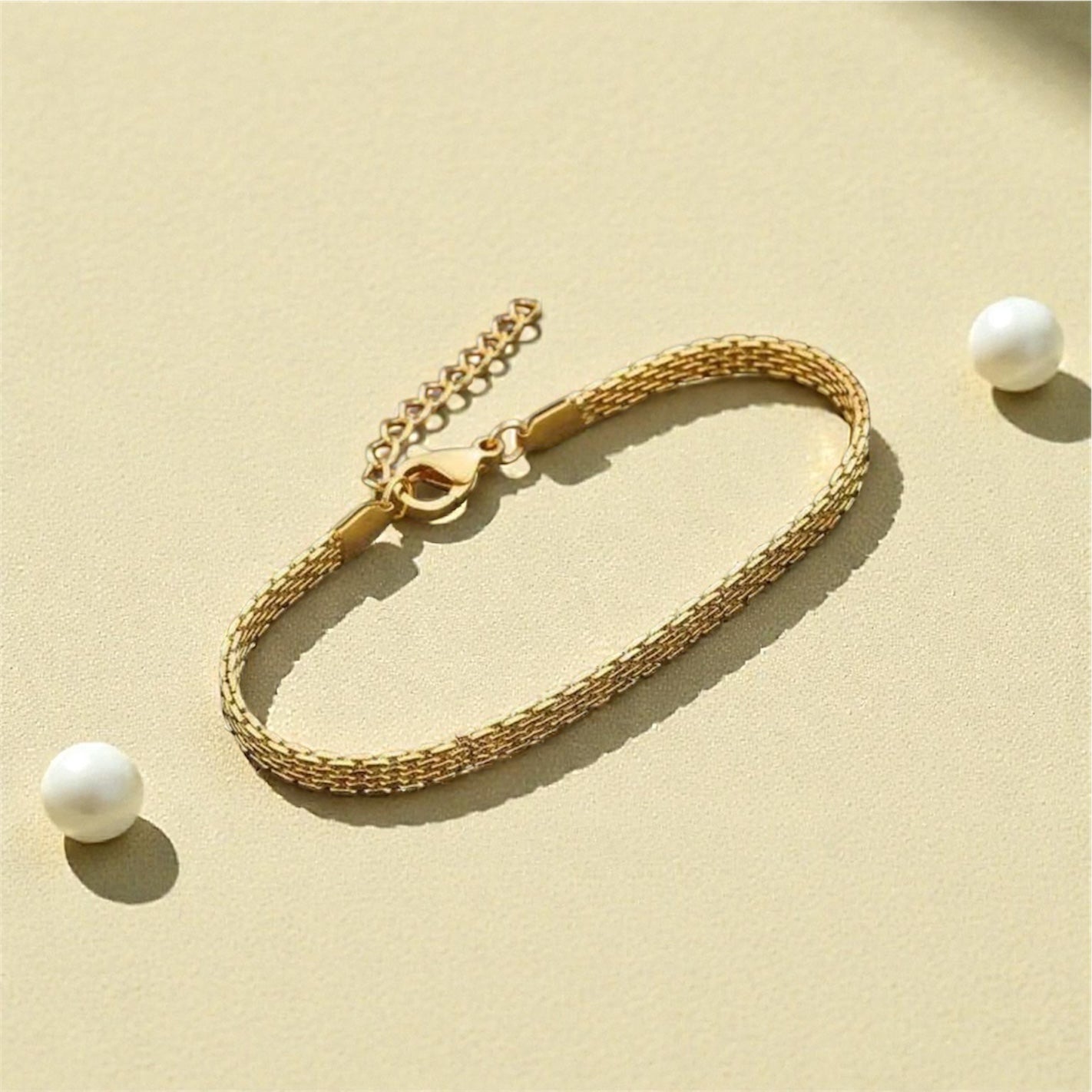 18K Vergoldetes Edelstahl Geflochtenes Ketten-Armband für Herren - Hip-Hop Style